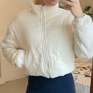 White corduroy puffer jacket